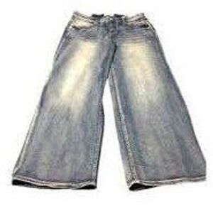 Disclosure Wide Leg‎ Embroidered Tattoo women Jeans Light Wash Rose  Love 7/28